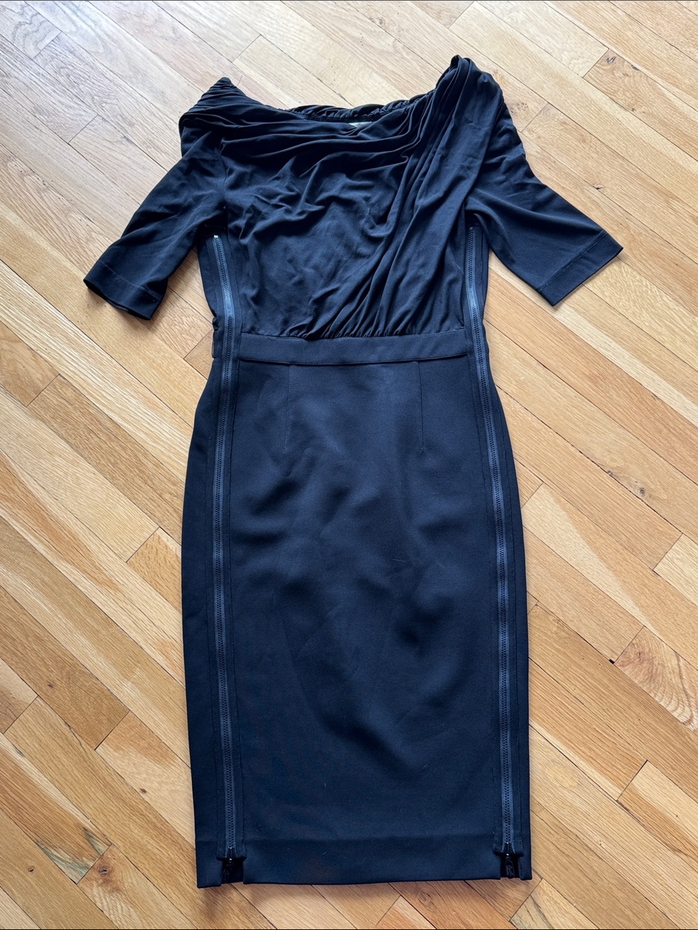 Byron Lars Black Sheath Dress with Zippers